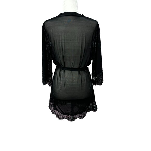 Shirley Of Hollywood Robe Black Mesh & Lace Size L - Picture 2 of 8
